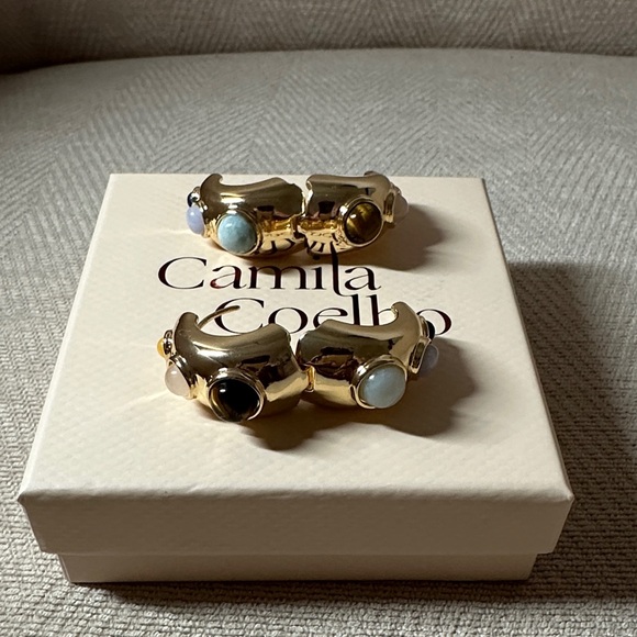 Camila Coelho Gold Earrings with Colorful Stones - Picture 2 of 7